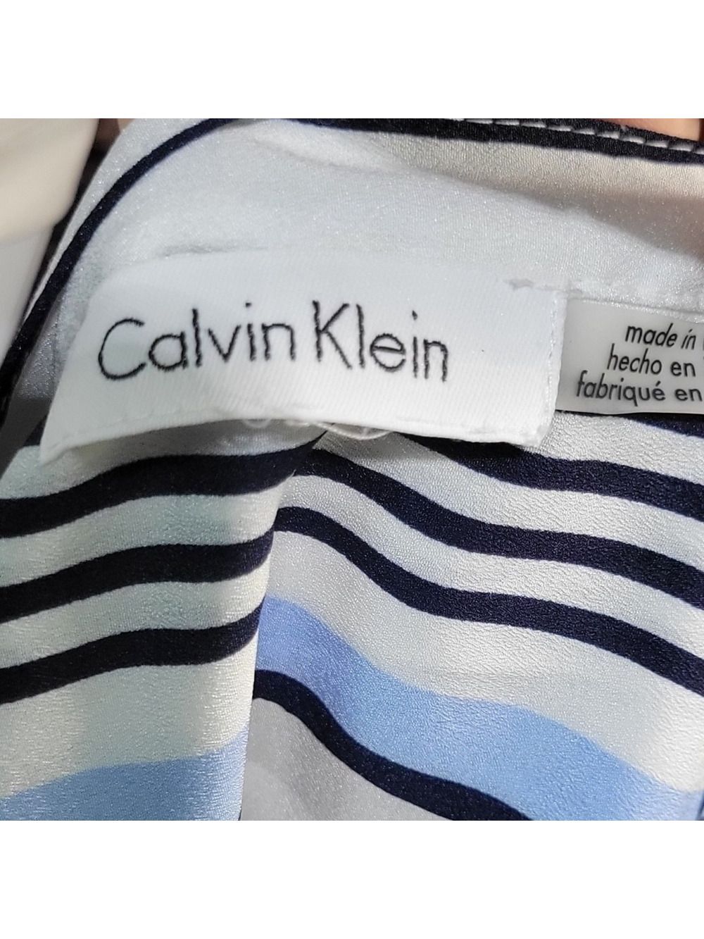 Calvin Klein Striped Button Down Long Sleeve Top Large XL - Picture 5 of 6